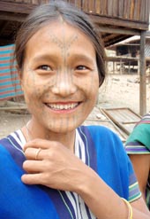 young chin tatoo woman in myanmar